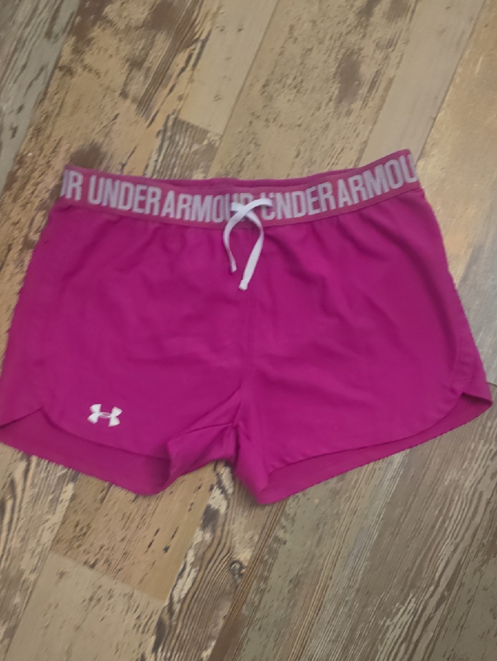 Under Armour Loose Heatgear Women's Pink Drawstring Running Shorts Size SP